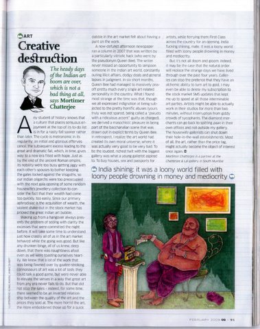 GQ India – Talk Art - Creative Destruction - Article
