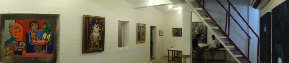 Panorama of the gallery space inside